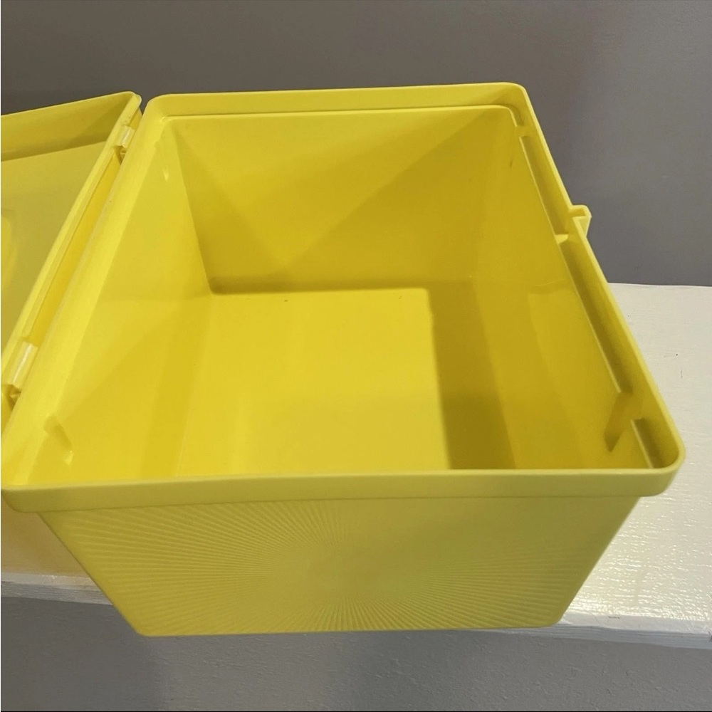 Vintage 1960s Atomic Starburst Yellow Sewing Box MCM Craft Storage Retro Decor - Picture 8 of 14
